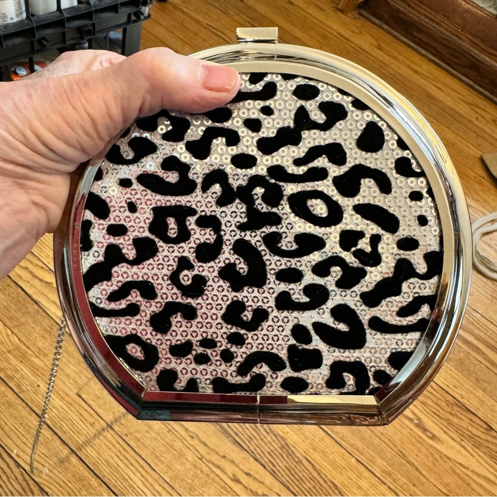 NWOT! Leopard & chrome round purse